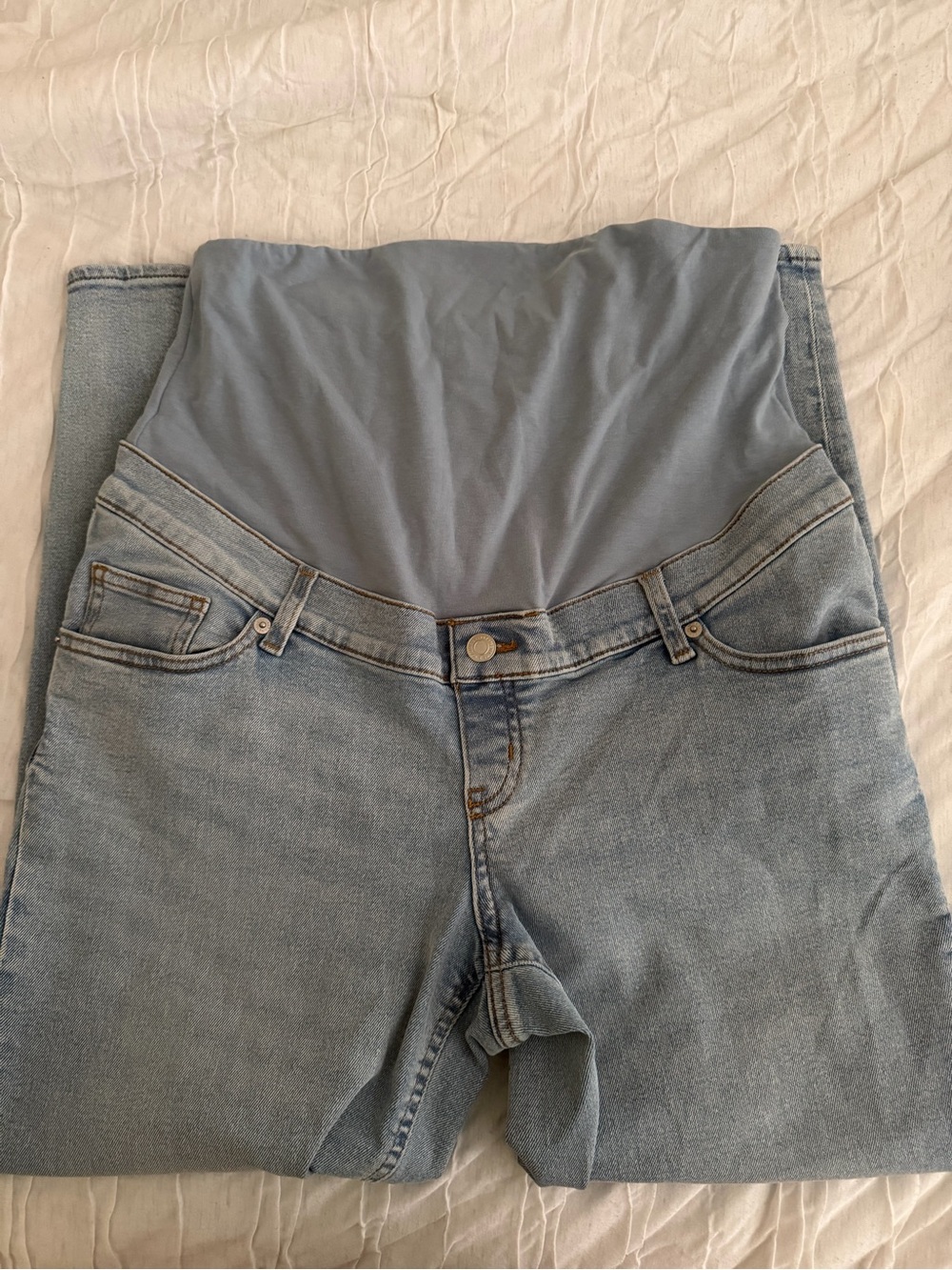 H&M Light Blue Maternity Jeans with Soft Blue Support Panel
